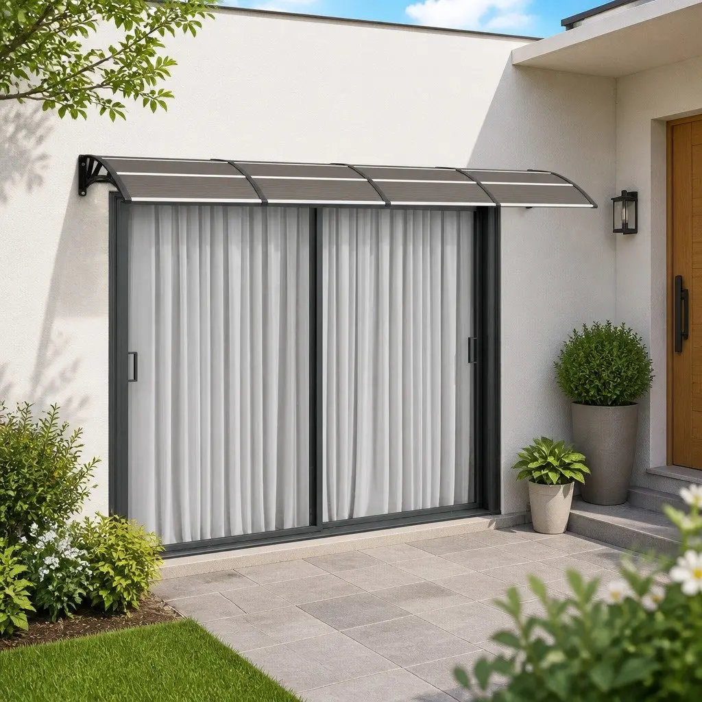 Polycarbonate Door Canopy 350x100 cm Black