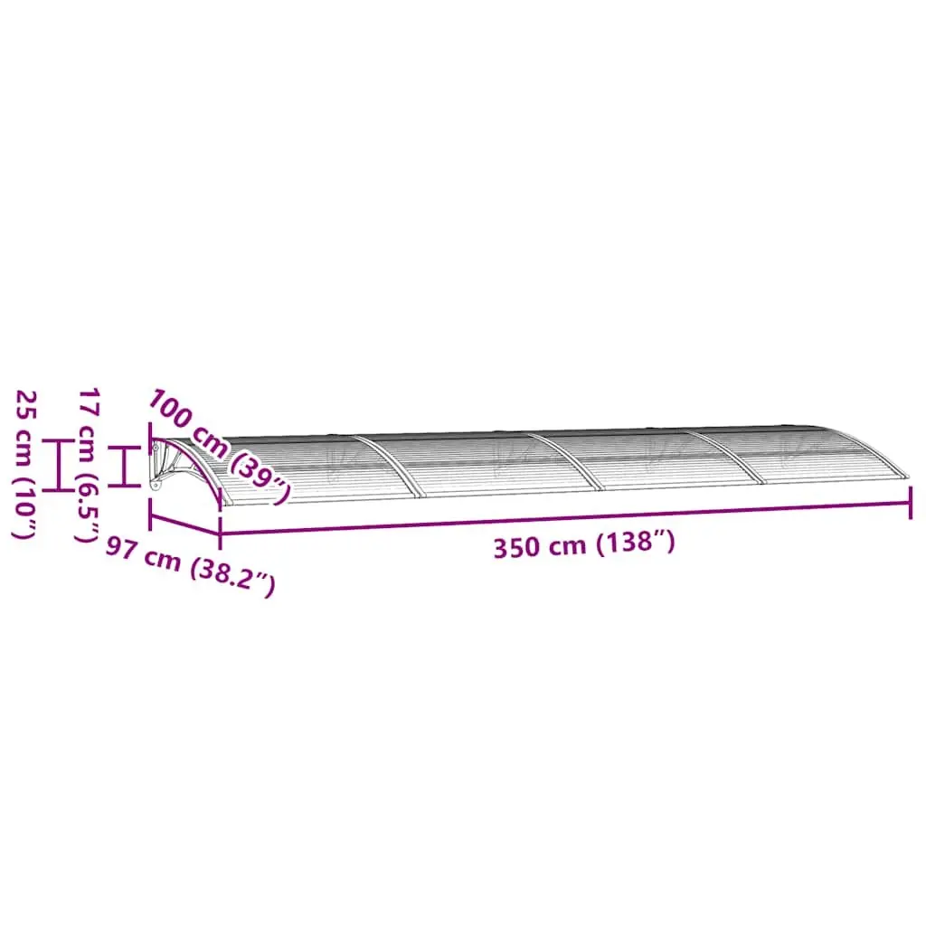 Polycarbonate Door Canopy 350x100 cm Black