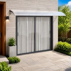 Grey Door Canopy 400x100cm Durable Polycarbonate Awning