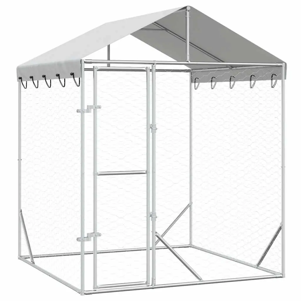 Outdoor Dog Kennel Run with Protective Roof