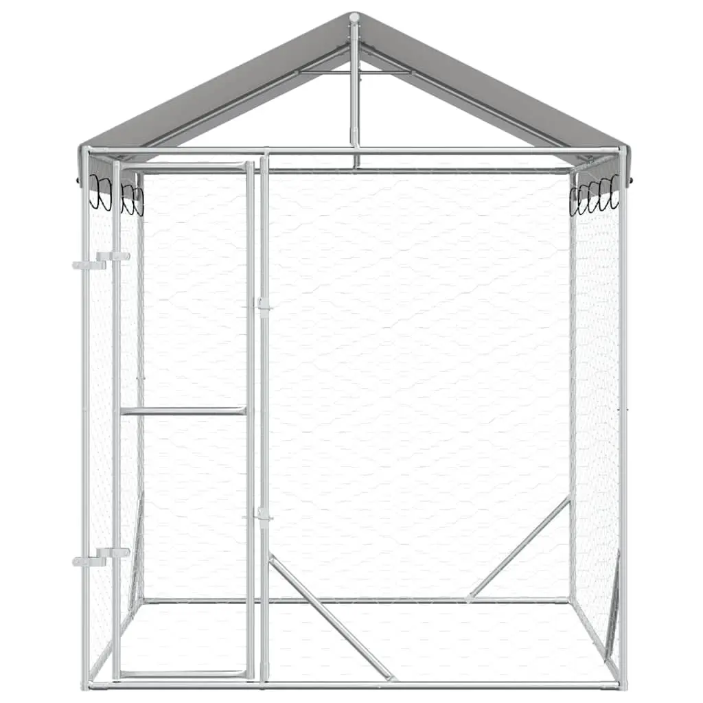 Outdoor Dog Kennel Run with Protective Roof