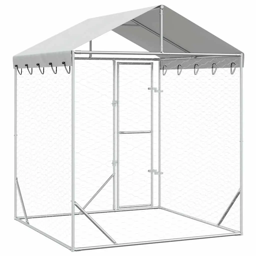 Outdoor Dog Kennel Run with Protective Roof