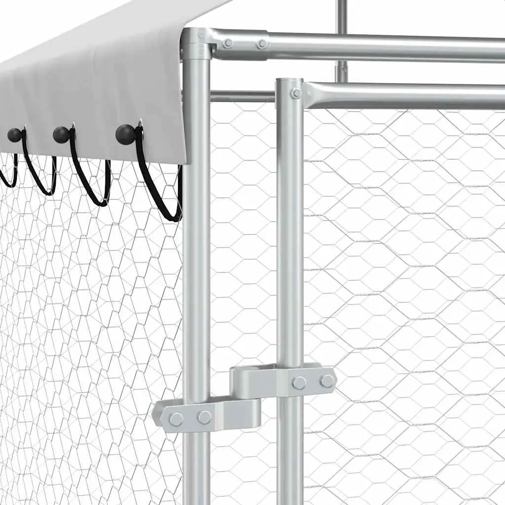 Outdoor Dog Kennel Run with Protective Roof