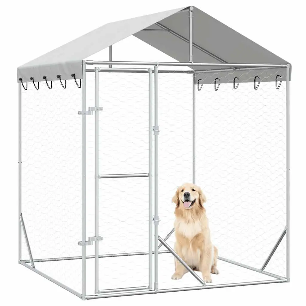 Outdoor Dog Kennel Run with Protective Roof