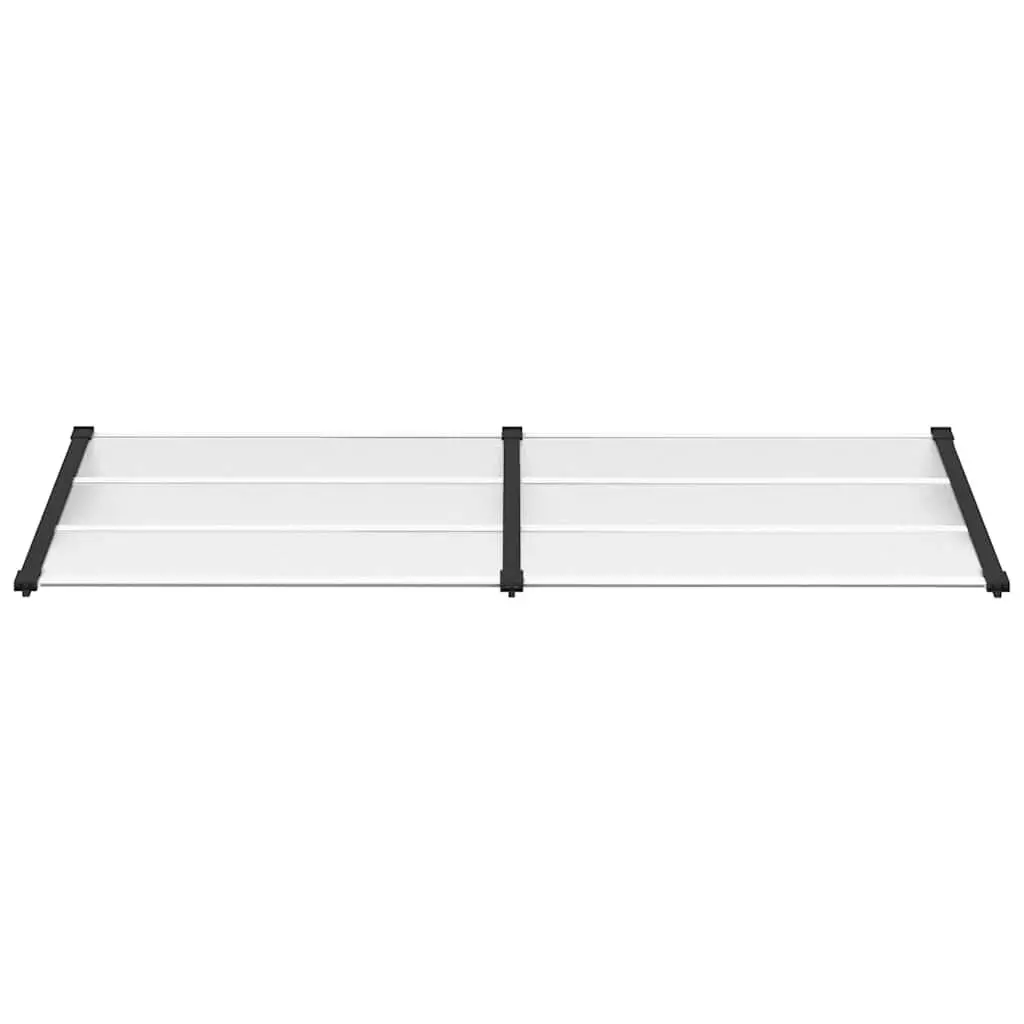 Door Canopy Polycarbonate Black Transparent 239x90cm Porch Awning Weather Shield
