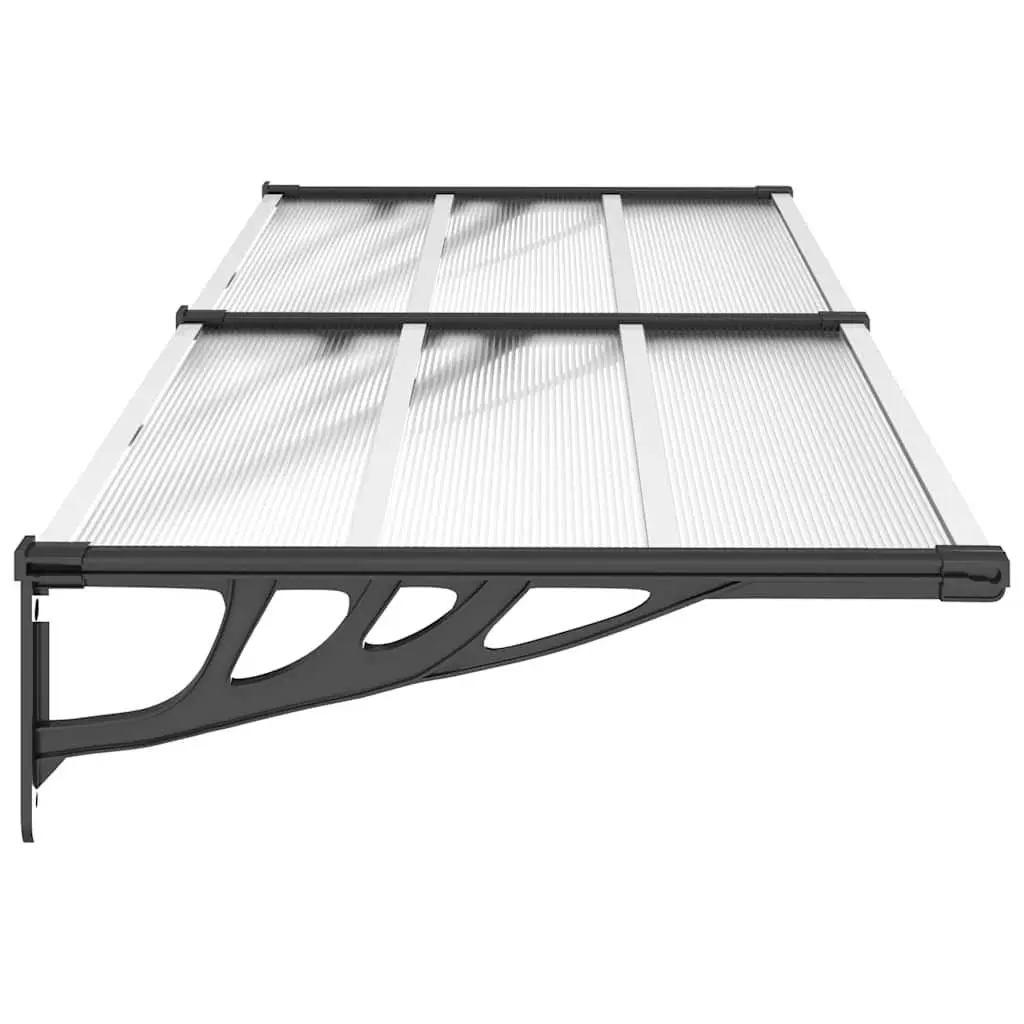 Door Canopy Polycarbonate Black Transparent 239x90cm Porch Awning Weather Shield