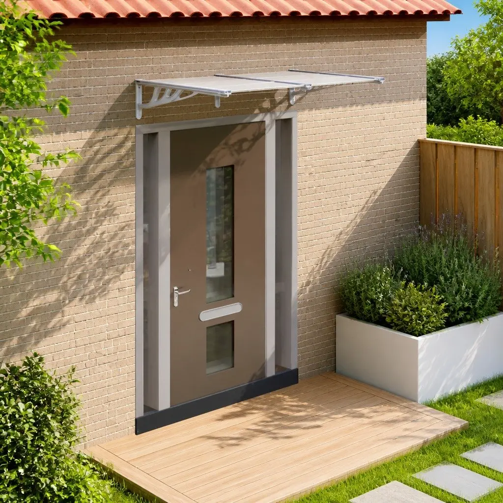 Grey Transparent Polycarbonate Door Canopy 152.5x90 cm