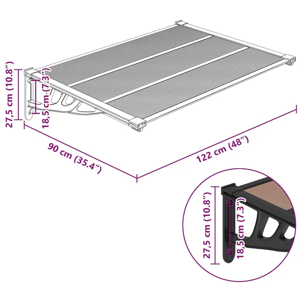 Black Door Canopy 122x90 cm with Polycarbonate
