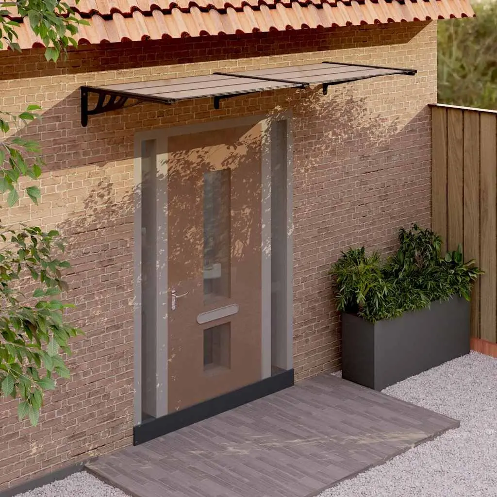 Polycarbonate Door Canopy 239x90cm Black Awning