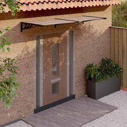 Durable Polycarbonate Door Canopy 239x90cm Black Awning