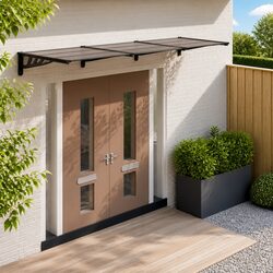 Black Polycarbonate Door Canopy 358.5x90cm Awning Shelter