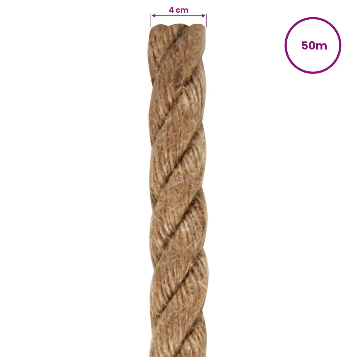 Jute Rope Natural 50m Long 4mm Thick Brown Twine