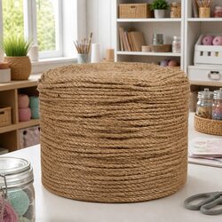 Natural Brown Jute Rope 250m x 8mm for Crafts and Garden