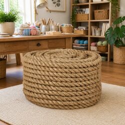 Natural Braided Jute Rope 50m x 24mm for Crafts
