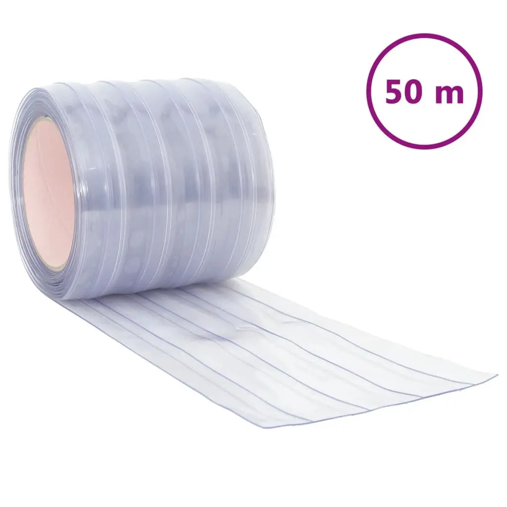 Transparent PVC Door Curtain Strip 200mm x 1.6mm 50m Roll