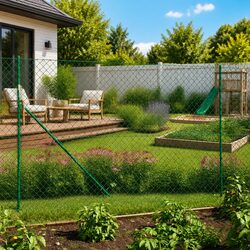 Durable Green Steel Wire Mesh Chain Link Fence 1.6x25m