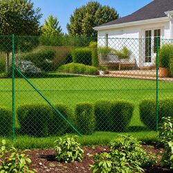 Chain Link Fence Panel Green 1.6x10 m Spike Anchors Barrier Enclosure