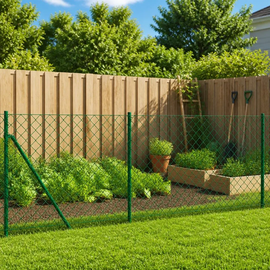 Green Chain Link Fence Panel 0.8x25m for Secure Barriers