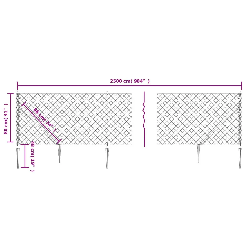 Green Chain Link Fence Panel 0.8x25m for Secure Barriers