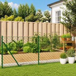 Green Chain Link Fence 1x25 m with Spike Anchors