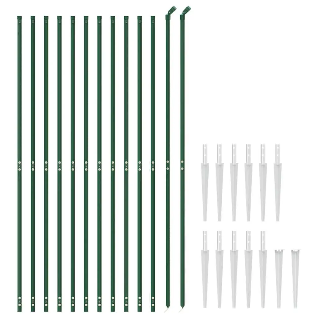 Green Chain Link Fence Panel with Spike Anchors