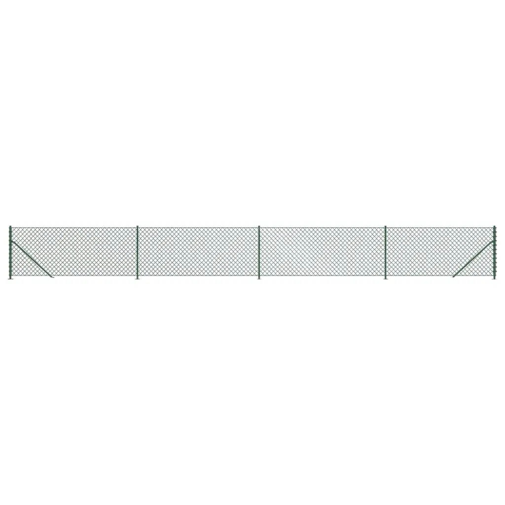 Chain Link Fence Panel Steel Green 1x10m Outdoor Barrier Enclosure