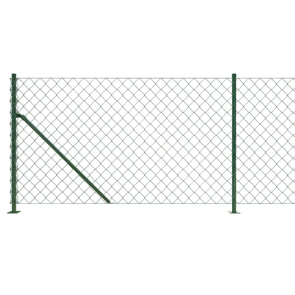 Chain Link Fence Panel Steel Green 1x10m Outdoor Barrier Enclosure