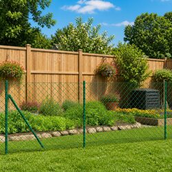 Chain Link Fence with Floor Flange Green 0.8 x 25 m Galvanised Steel Wire Mesh