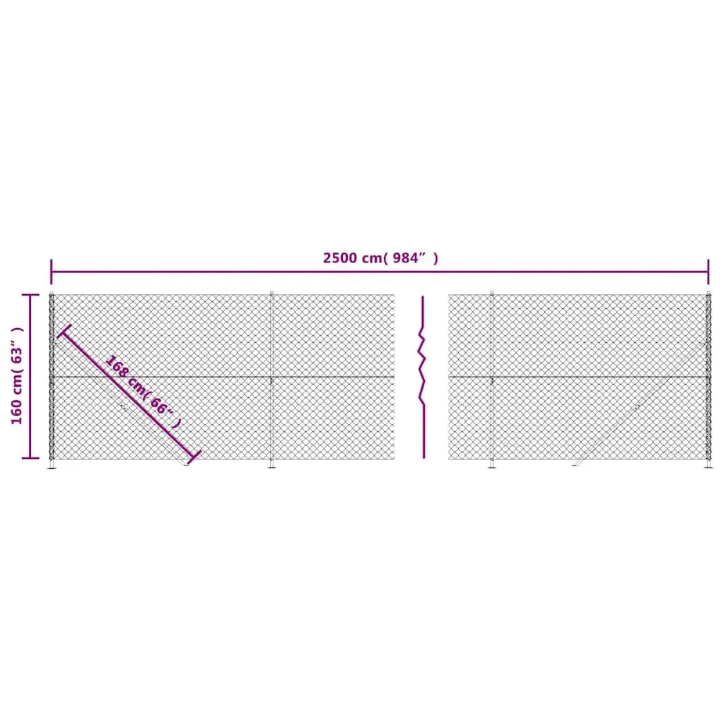 Green Chain Link Fence Panel 1.6 x 25 m