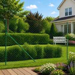 Chain Link Fence Panel Green 1.8x25m Galvanised Steel PVC Coated Durable Barrier