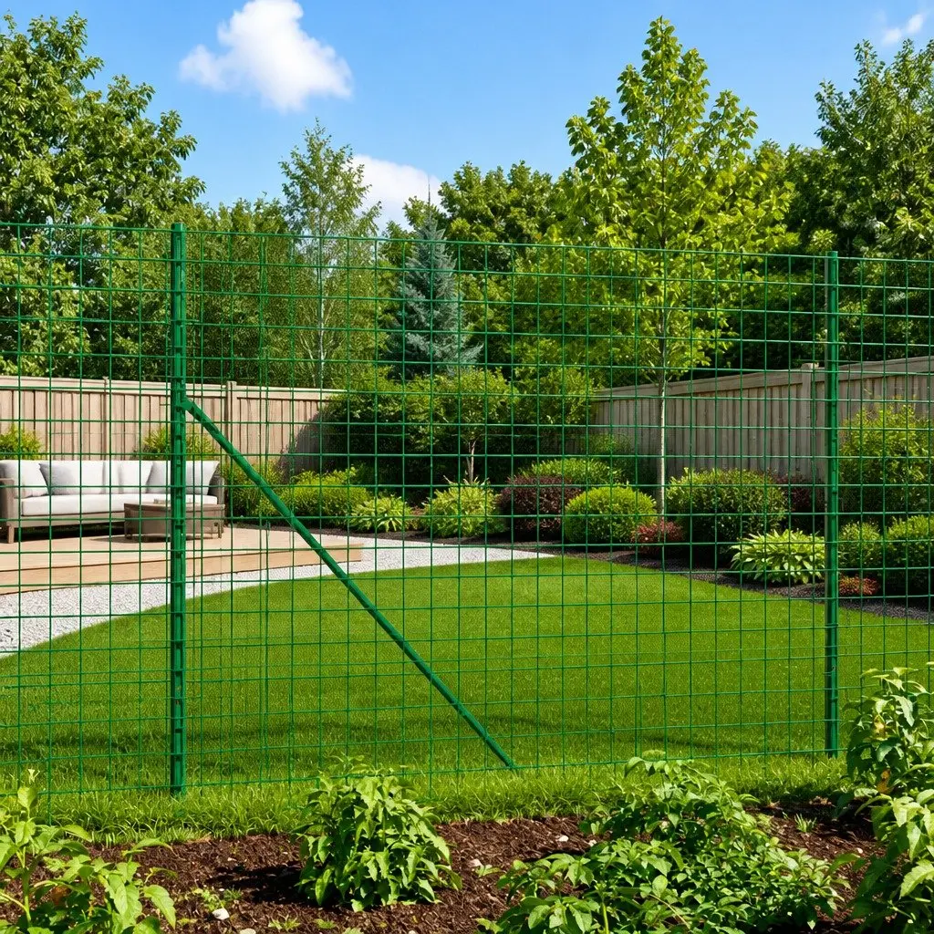 Wire Mesh Fence Panel Galvanised Steel 1.4x25 m Green