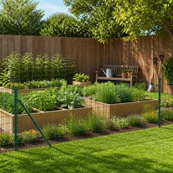 Durable Green Wire Mesh Fence Panel with Spike Anchors 1x25m