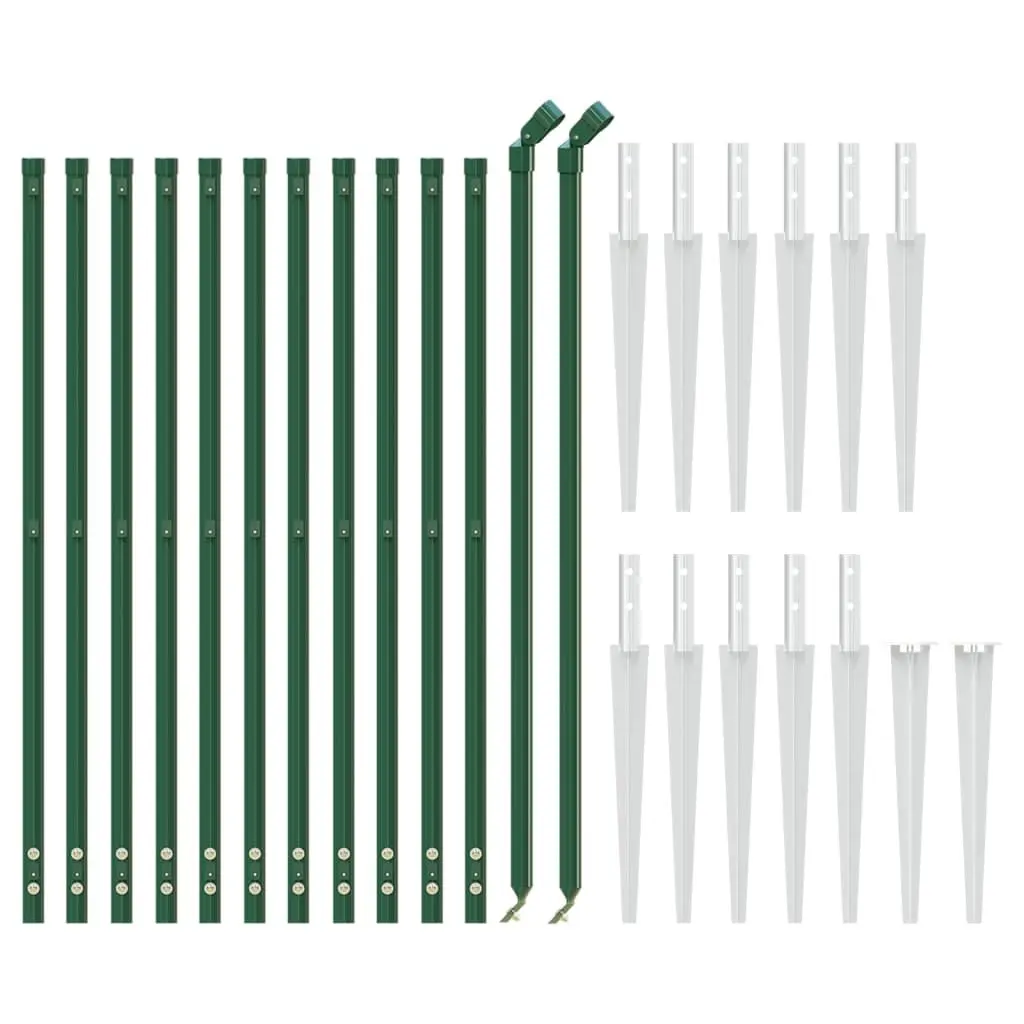 Green Wire Mesh Fence Panel with Spike Anchors