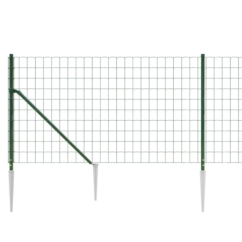 Green Wire Mesh Fence Panel with Spike Anchors