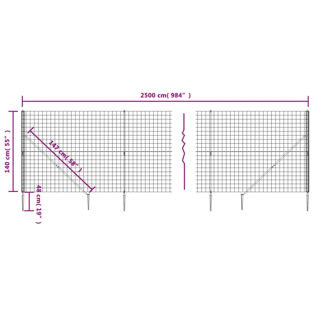 Green Wire Mesh Fence Panel 1.4m x 25m