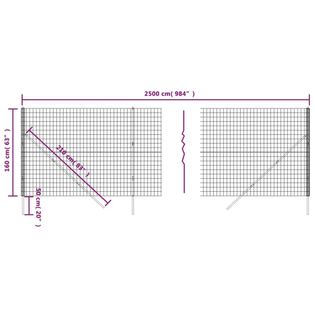 Anthracite Wire Mesh Fence Panel for Gardens