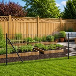 Durable Anthracite Wire Mesh Fence Panel with Spike Anchors 1x25m