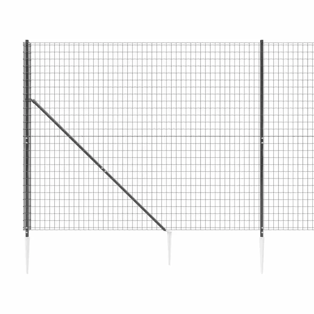 Anthracite Wire Mesh Fence Panel with Spike Anchors 1.6m x 25m