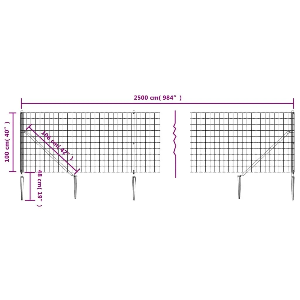 Wire Mesh Fence Panel Steel 1x25m Anthracite