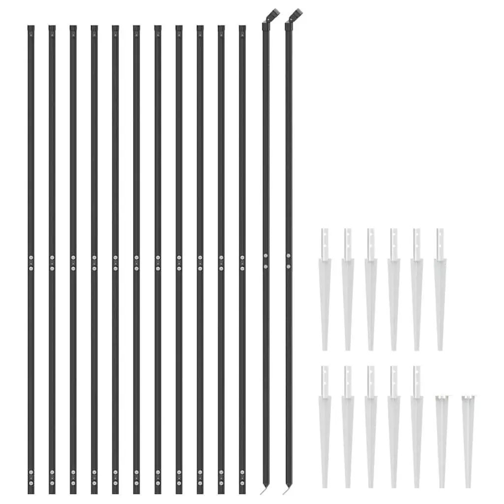 Anthracite Wire Mesh Fence Panel with Spike Anchors