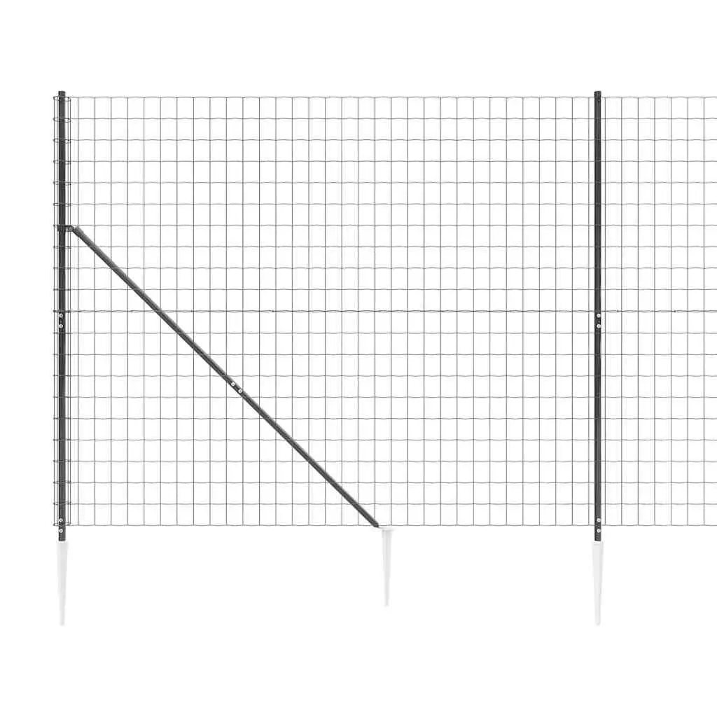 Anthracite Wire Mesh Fence Panel with Spike Anchors