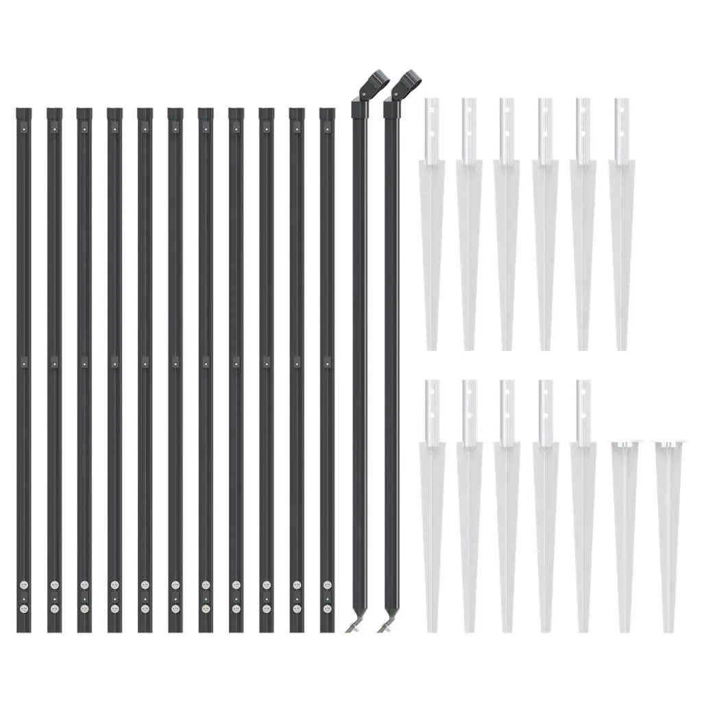 Wire Mesh Fence Panel with Spike Anchors, Anthracite