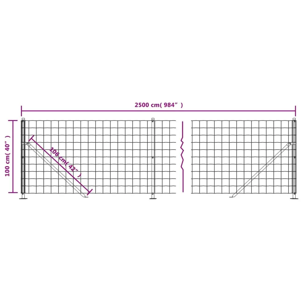 Wire Mesh Fence Panel Steel 1x25m Anthracite