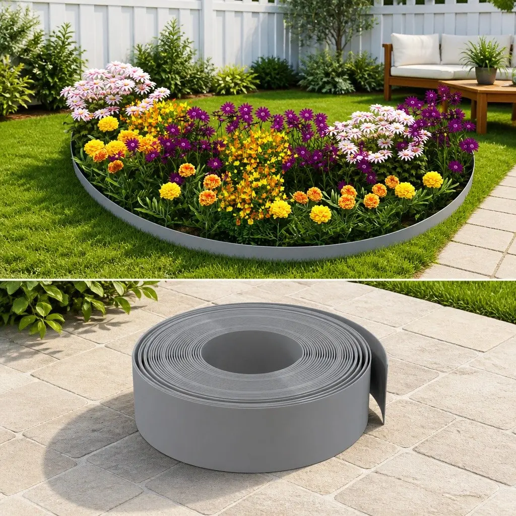 Flexible Garden Edging 10m 15cm Grey