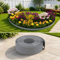 Garden Edging Flexible Border 10m 15cm Grey Lawn Flower Bed Path Ponds