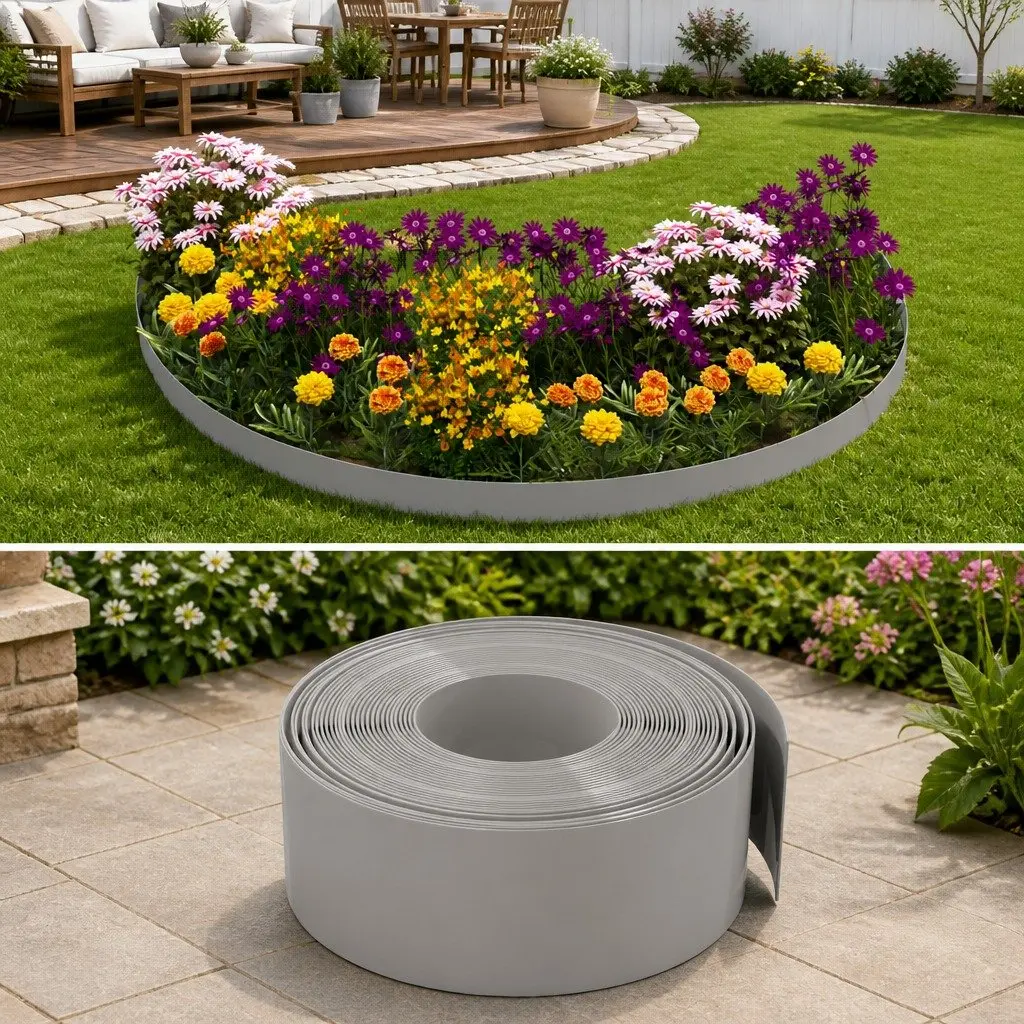 Flexible Garden Edging 10m Grey Lawn Border