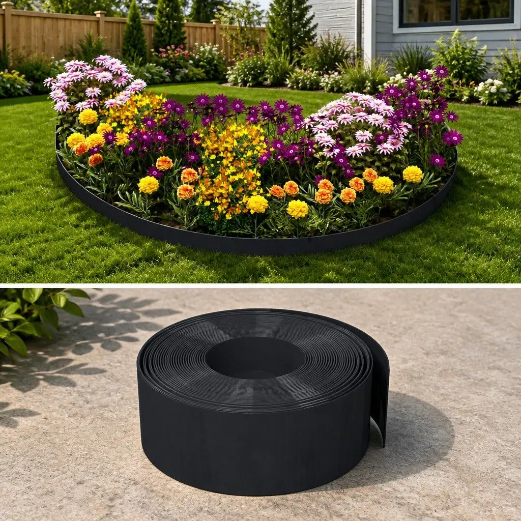 10m Black Flexible Garden Edging for Landscaping