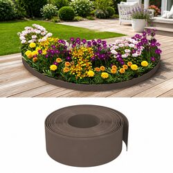 Garden Edging Border 10m Brown Flexible Lawn Edge Flower Bed Path Barrier