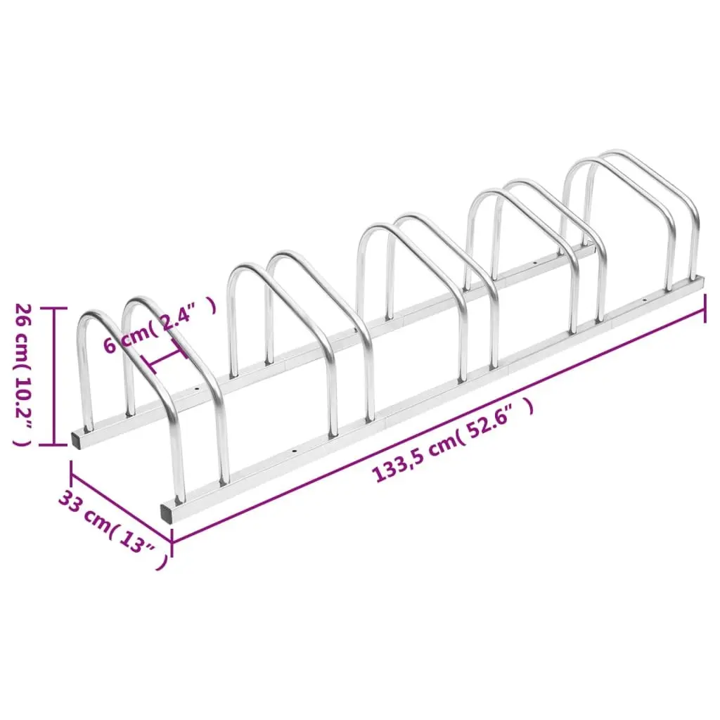 Bike Rack for 5 Bicycles Galvanised Steel Floor Stand Storage Garage Garden