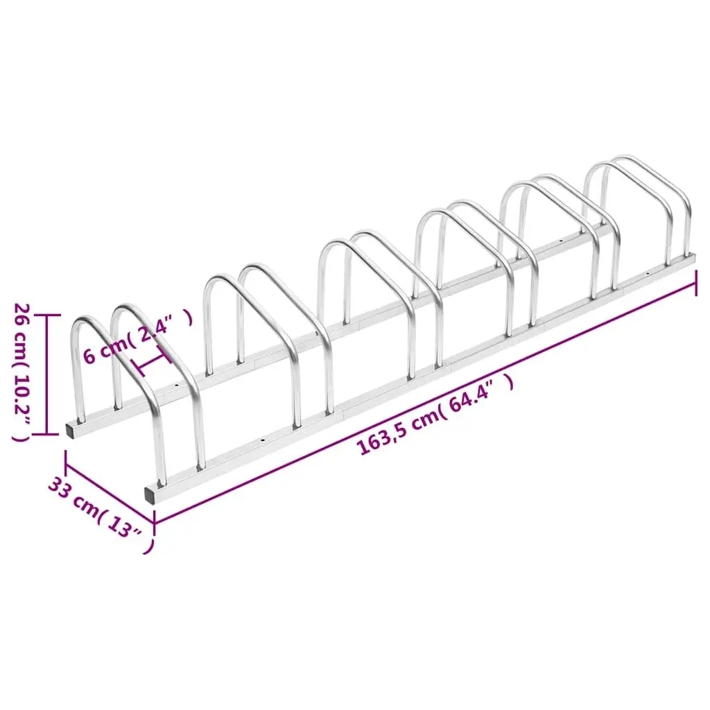 Bike Rack Galvanised Steel Floor Stand Silver